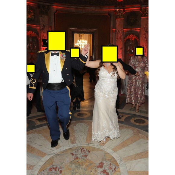 Wedding Dress Size 14 Ivory and Pink Embroidered Details Oleg Cassini - Picture 11 of 16